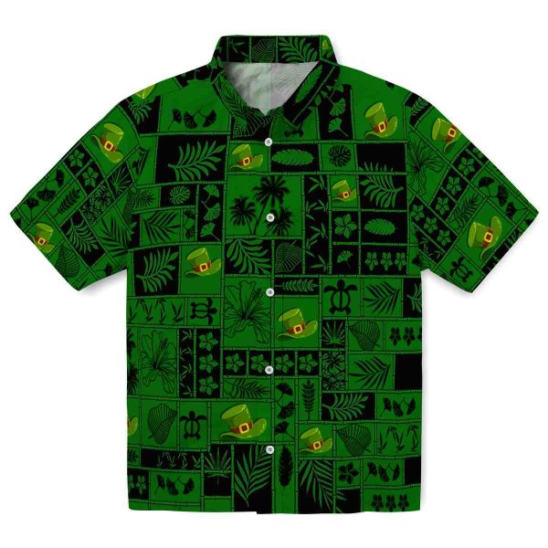 St Patricks Day Tropical Patchwork Hawaiian Shirt Best selling