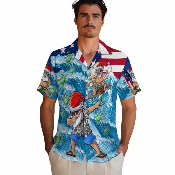 Tribal Surfing Santa Hawaiian Shirt High quality