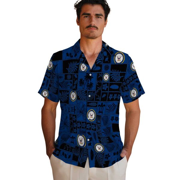 US Navy Tropical Patchwork Hawaiian Shirt High quality