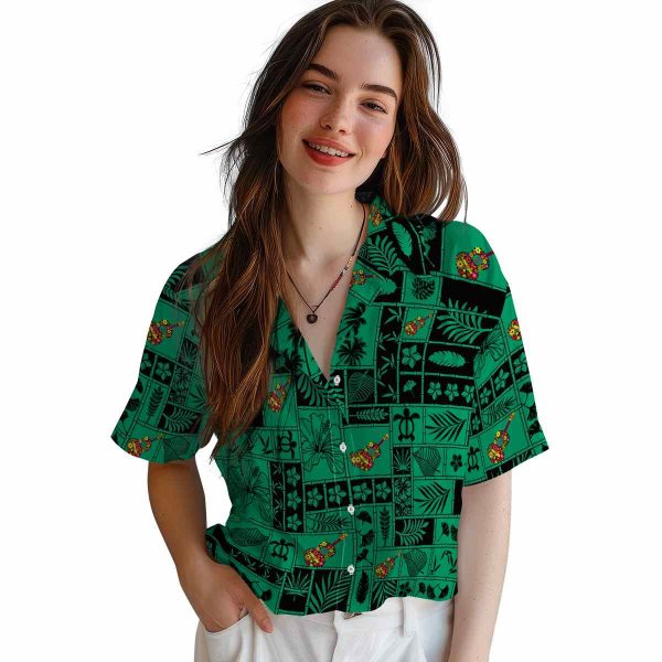 Ukulele Tropical Patchwork Hawaiian Shirt Trendy