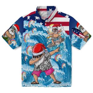 Unicorn Surfing Santa Hawaiian Shirt Best selling