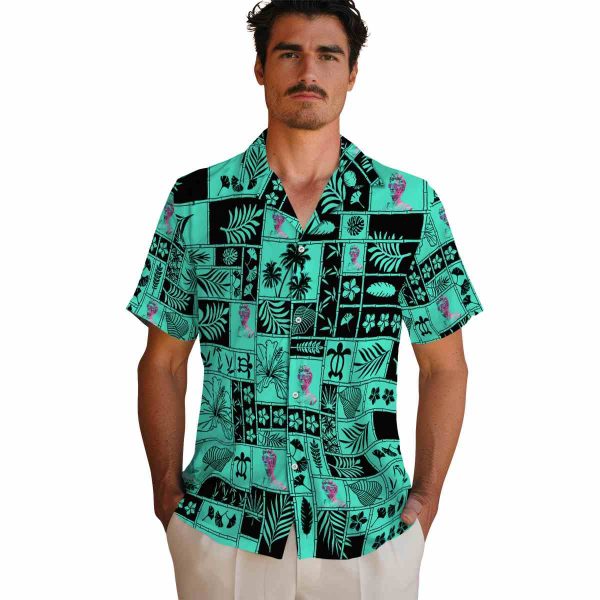 Vaporwave Tropical Patchwork Hawaiian Shirt High quality